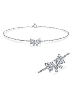 Elegant Bow with CZ Stones Silver Bracelet BRS-125